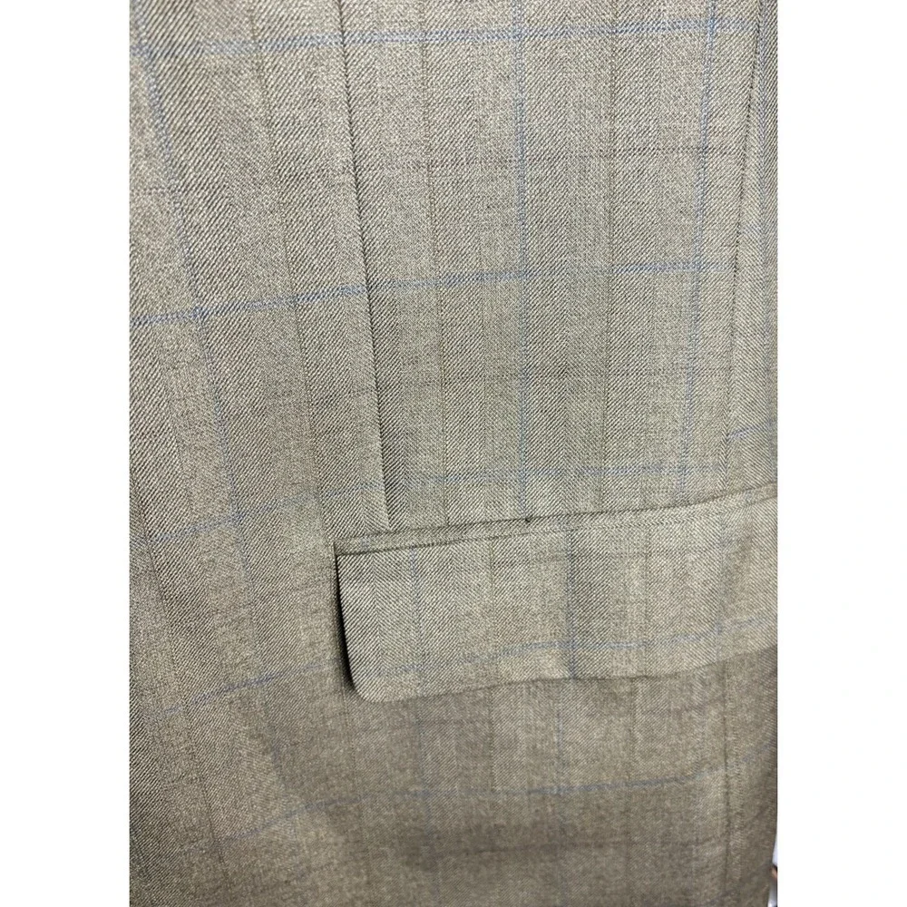JOSEPH & FEISS Mens 43R Beige WINDOWPANE Wool & Silk Sport Coat Blazer Suit Coat